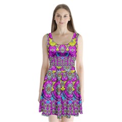 Fantasy Bloom In Spring Time Lively Colors Split Back Mini Dress  by pepitasart