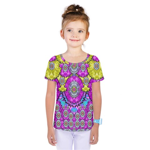 Fantasy Bloom In Spring Time Lively Colors Kids  One Piece Tee by pepitasart