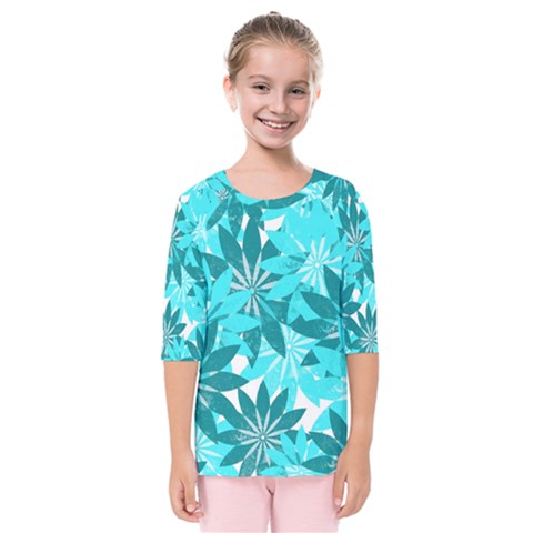 Leaves Pattern Kids  Quarter Sleeve Raglan Tee by berwies