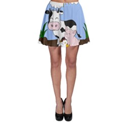 Friends Not Food - Cute Pig And Chicken Skater Skirt by Valentinaart