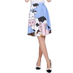 Friends Not Food - Cute Pig And Chicken A-line Skirt by Valentinaart