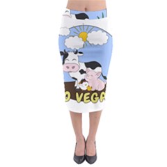 Friends Not Food - Cute Pig And Chicken Midi Pencil Skirt by Valentinaart