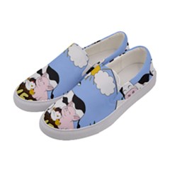 Friends Not Food - Cute Pig And Chicken Women s Canvas Slip Ons by Valentinaart