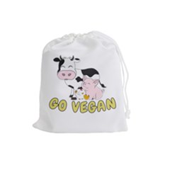 Friends Not Food - Cute Pig And Chicken Drawstring Pouches (large)  by Valentinaart