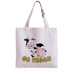 Friends Not Food - Cute Pig And Chicken Zipper Grocery Tote Bag by Valentinaart