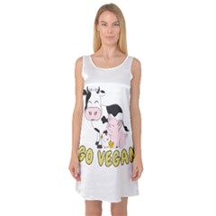 Friends Not Food - Cute Pig And Chicken Sleeveless Satin Nightdress by Valentinaart