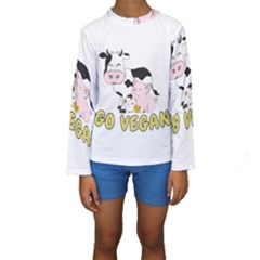 Friends Not Food - Cute Pig And Chicken Kids  Long Sleeve Swimwear by Valentinaart