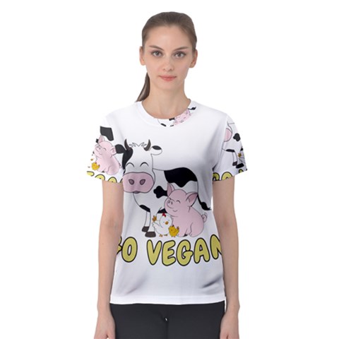 Friends Not Food - Cute Pig And Chicken Women s Sport Mesh Tee by Valentinaart