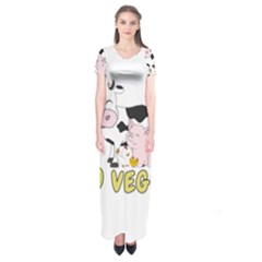 Friends Not Food - Cute Pig And Chicken Short Sleeve Maxi Dress by Valentinaart