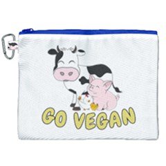 Friends Not Food - Cute Pig And Chicken Canvas Cosmetic Bag (xxl) by Valentinaart