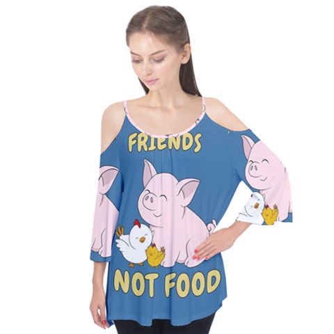 Friends Not Food - Cute Pig And Chicken Flutter Tees by Valentinaart