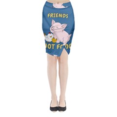 Friends Not Food - Cute Pig And Chicken Midi Wrap Pencil Skirt by Valentinaart