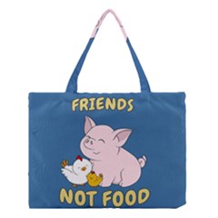 Friends Not Food - Cute Pig And Chicken Medium Tote Bag by Valentinaart