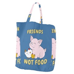 Friends Not Food - Cute Pig And Chicken Giant Grocery Zipper Tote by Valentinaart