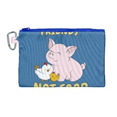 Friends Not Food - Cute Pig And Chicken Canvas Cosmetic Bag (large) by Valentinaart