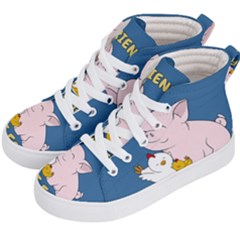 Friends Not Food - Cute Pig And Chicken Kid s Hi-top Skate Sneakers by Valentinaart