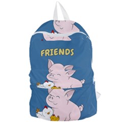 Friends Not Food - Cute Pig And Chicken Foldable Lightweight Backpack by Valentinaart