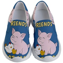 Friends Not Food - Cute Pig And Chicken Kid s Lightweight Slip Ons by Valentinaart