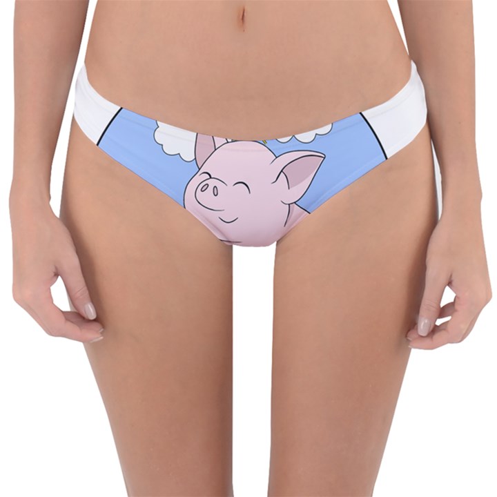 Friends Not Food - Cute Pig and Chicken Reversible Hipster Bikini Bottoms