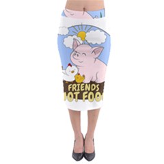 Friends Not Food - Cute Pig And Chicken Midi Pencil Skirt by Valentinaart