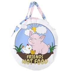 Friends Not Food - Cute Pig And Chicken Giant Round Zipper Tote by Valentinaart