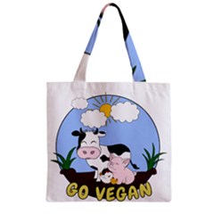 Friends Not Food - Cute Cow, Pig And Chicken Zipper Grocery Tote Bag by Valentinaart