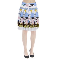 Friends Not Food - Cute Cow, Pig And Chicken Pleated Skirt by Valentinaart