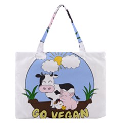 Friends Not Food - Cute Cow, Pig And Chicken Zipper Medium Tote Bag by Valentinaart
