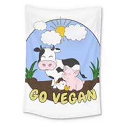 Friends Not Food - Cute Cow, Pig And Chicken Large Tapestry by Valentinaart