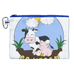 Friends Not Food - Cute Cow, Pig And Chicken Canvas Cosmetic Bag (xl) by Valentinaart