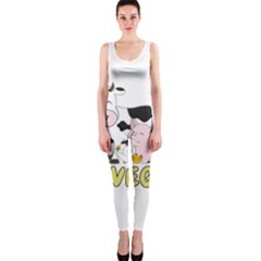 Friends Not Food - Cute Cow, Pig And Chicken One Piece Catsuit by Valentinaart