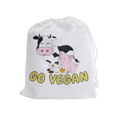 Friends Not Food - Cute Cow, Pig And Chicken Drawstring Pouches (extra Large) by Valentinaart