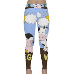 Friends Not Food - Cute Cow, Pig And Chicken Classic Yoga Leggings by Valentinaart