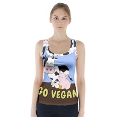 Friends Not Food - Cute Cow, Pig And Chicken Racer Back Sports Top by Valentinaart