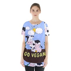 Friends Not Food - Cute Cow, Pig And Chicken Skirt Hem Sports Top by Valentinaart