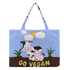 Friends Not Food - Cute Cow, Pig And Chicken Medium Tote Bag by Valentinaart