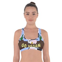 Friends Not Food - Cute Cow, Pig And Chicken Cross Back Sports Bra by Valentinaart