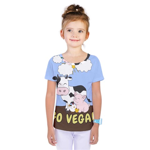 Friends Not Food - Cute Cow, Pig And Chicken Kids  One Piece Tee by Valentinaart