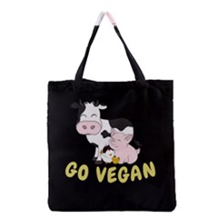 Friends Not Food - Cute Cow, Pig And Chicken Grocery Tote Bag by Valentinaart
