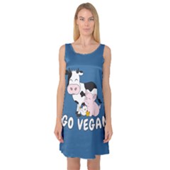 Friends Not Food - Cute Cow, Pig And Chicken Sleeveless Satin Nightdress by Valentinaart