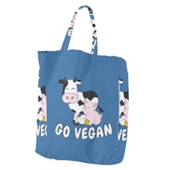 Friends Not Food - Cute Cow, Pig And Chicken Giant Grocery Zipper Tote by Valentinaart