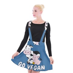 Friends Not Food - Cute Cow, Pig And Chicken Suspender Skater Skirt by Valentinaart