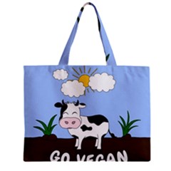 Friends Not Food - Cute Cow Zipper Mini Tote Bag by Valentinaart
