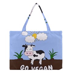 Friends Not Food - Cute Cow Medium Tote Bag by Valentinaart