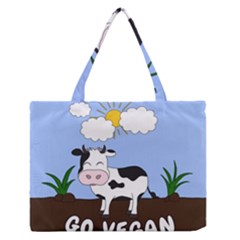 Friends Not Food - Cute Cow Zipper Medium Tote Bag by Valentinaart