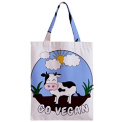 Friends Not Food - Cute Cow Zipper Classic Tote Bag by Valentinaart