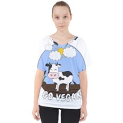 Friends Not Food - Cute Cow V-neck Dolman Drape Top by Valentinaart
