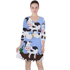 Friends Not Food - Cute Cow Ruffle Dress by Valentinaart