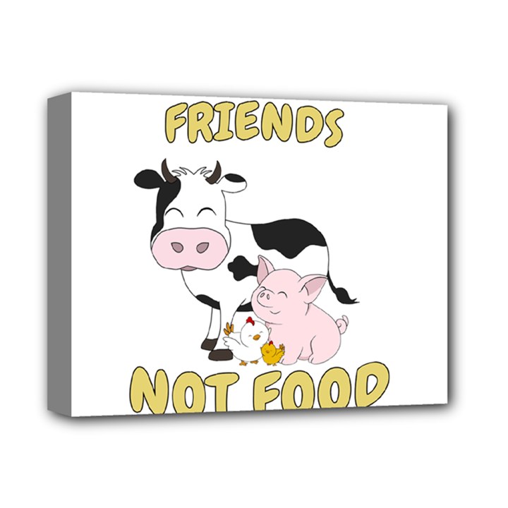 Friends Not Food - Cute Cow, Pig and Chicken Deluxe Canvas 14  x 11 