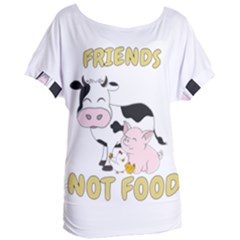 Friends Not Food - Cute Cow, Pig And Chicken Women s Oversized Tee by Valentinaart